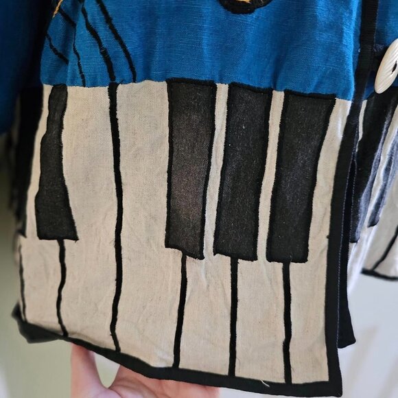 Vintage 80s Allure Piano Music Note Themed Jacket Top Small - Picture 13 of 14